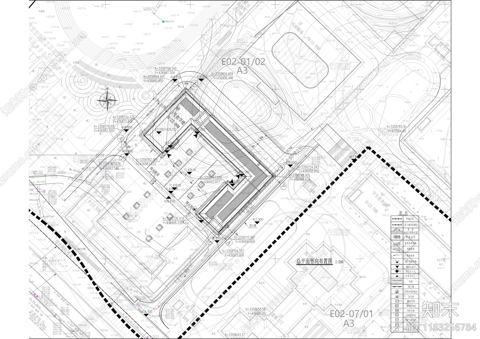 新中式学校建筑cad施工图下载【ID:1193256784】