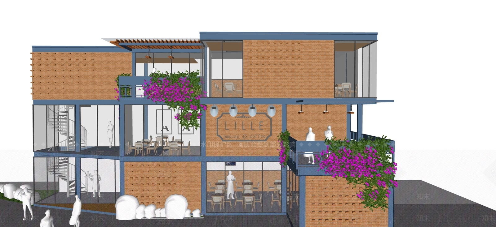 现代咖啡厅SU模型下载【ID:1193257906】