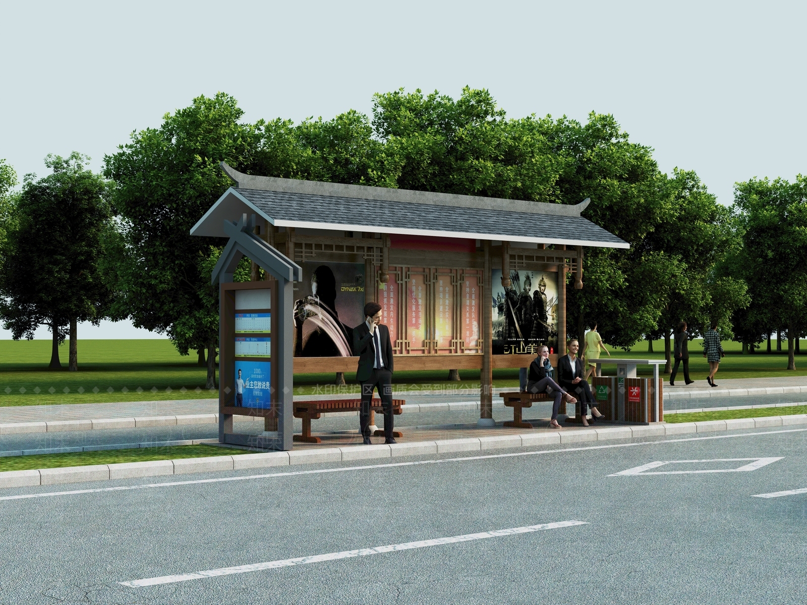 新中式中式车站3D模型下载【ID:1193258756】