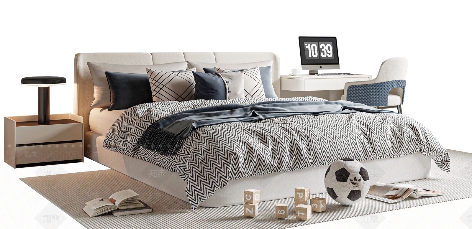 现代简约儿童床3D模型下载【ID:1193259206】