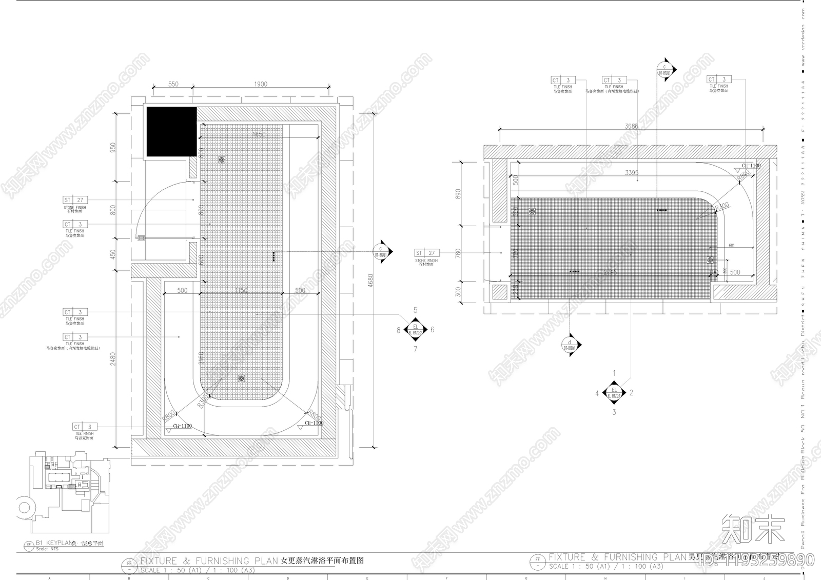 现代健身房cad施工图下载【ID:1193259890】