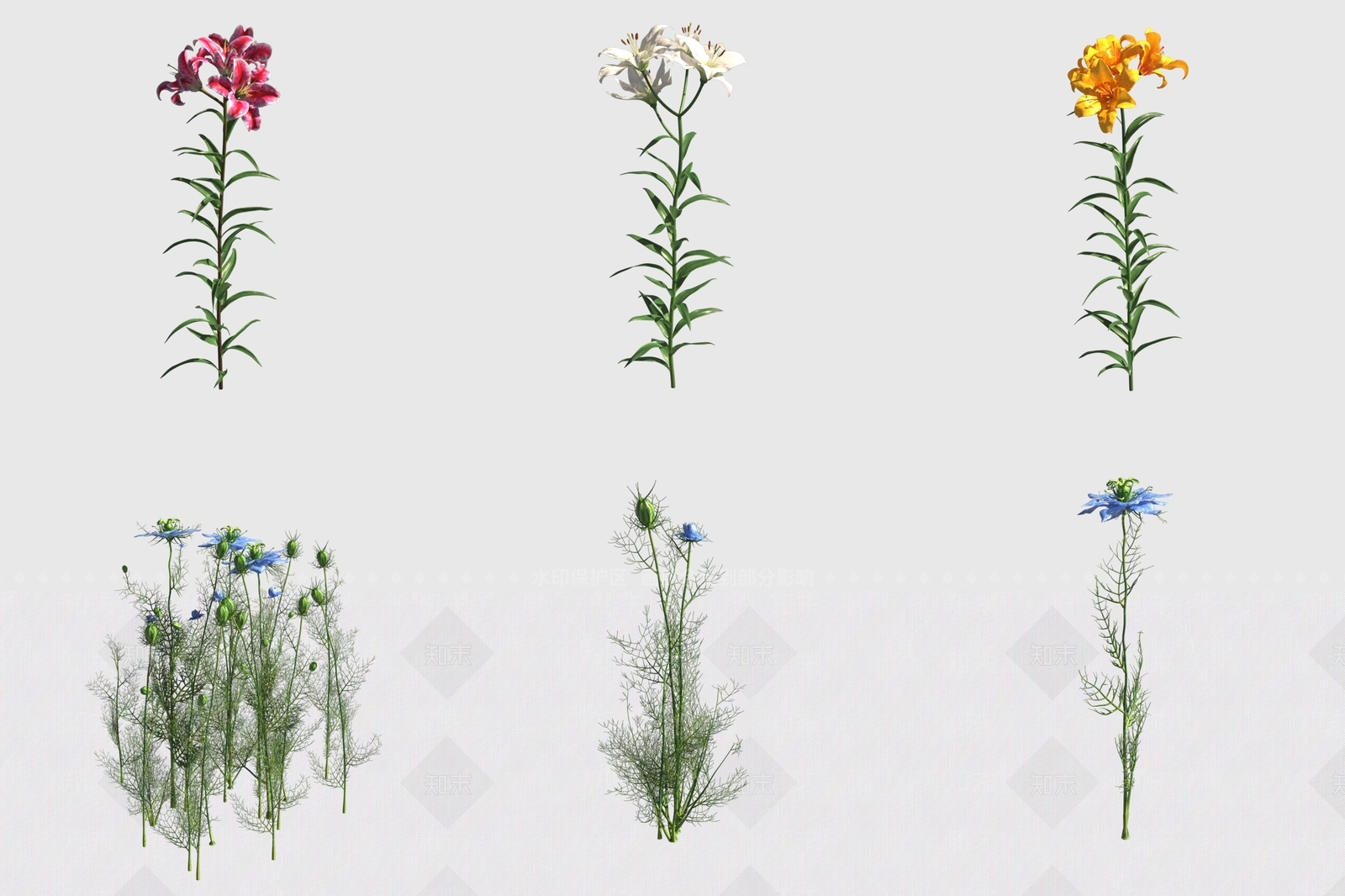 花草组合3D模型下载【ID:1193260284】