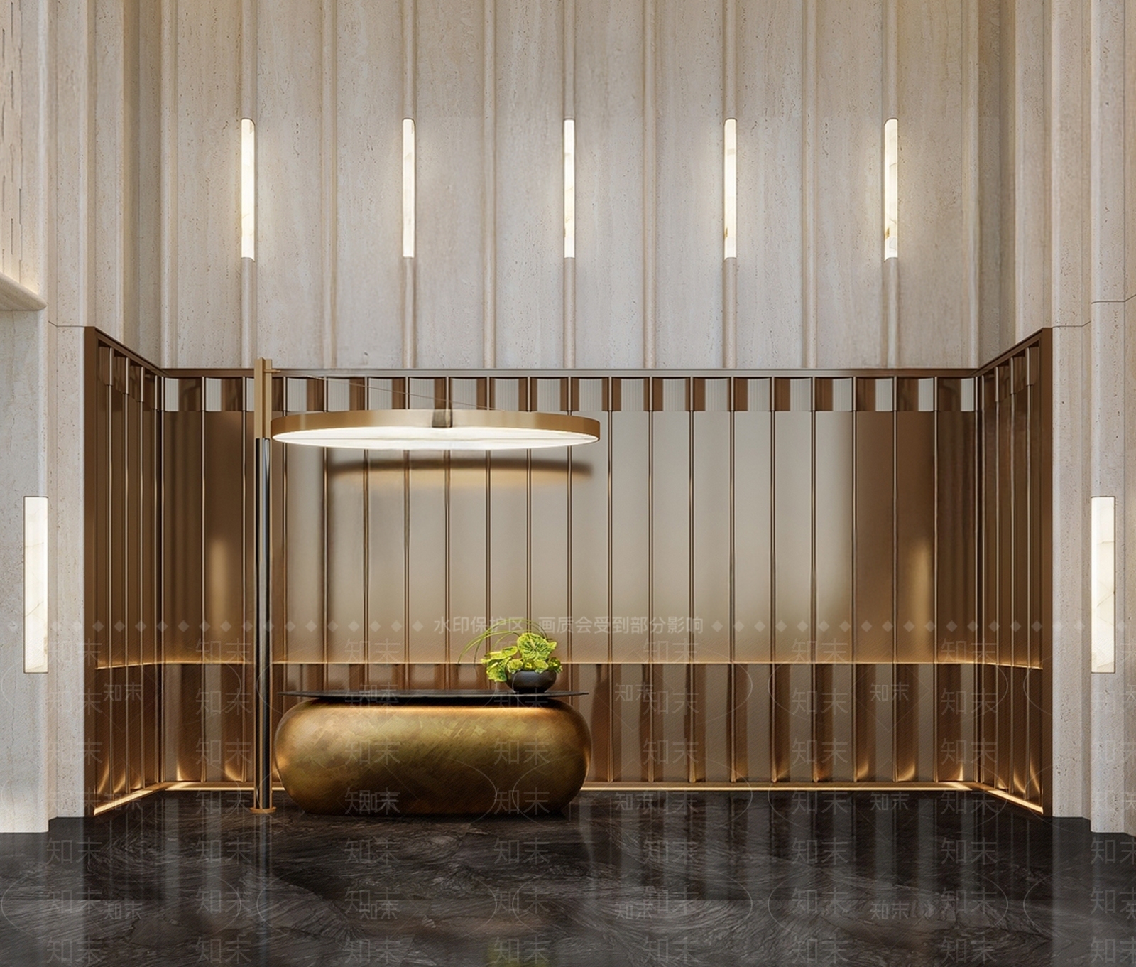 现代轻奢酒店大堂SU模型下载【ID:1193261928】