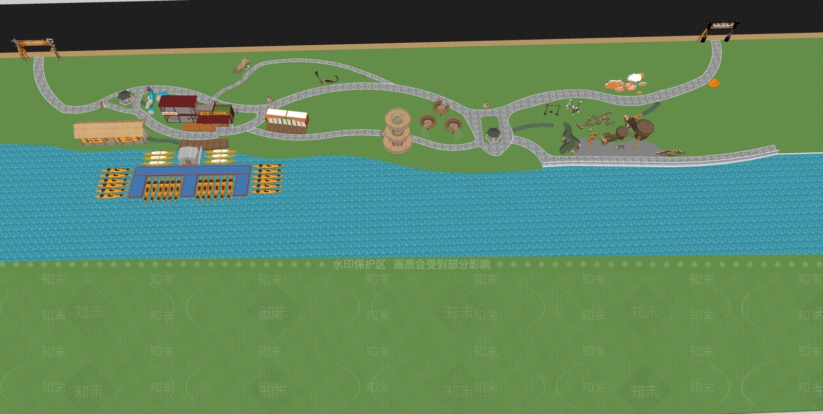 现代景观公园SU模型下载【ID:1193262844】