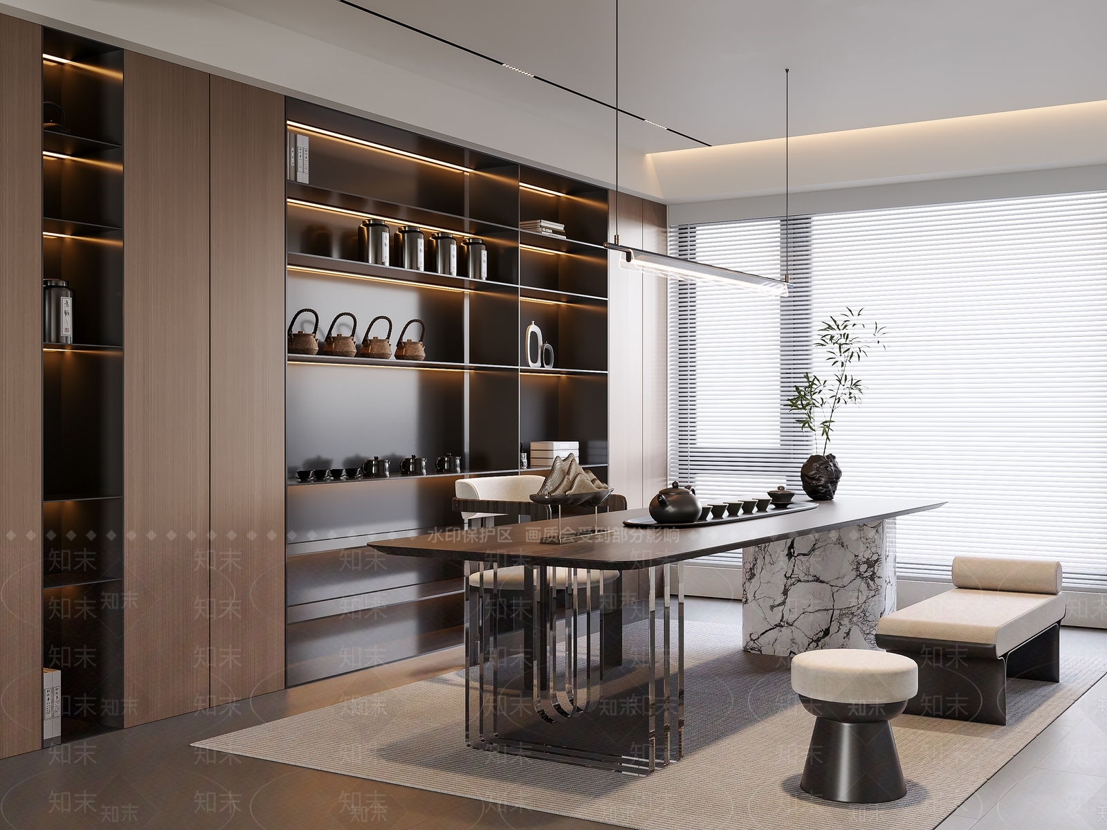 现代简约茶室3D模型下载【ID:1193262955】