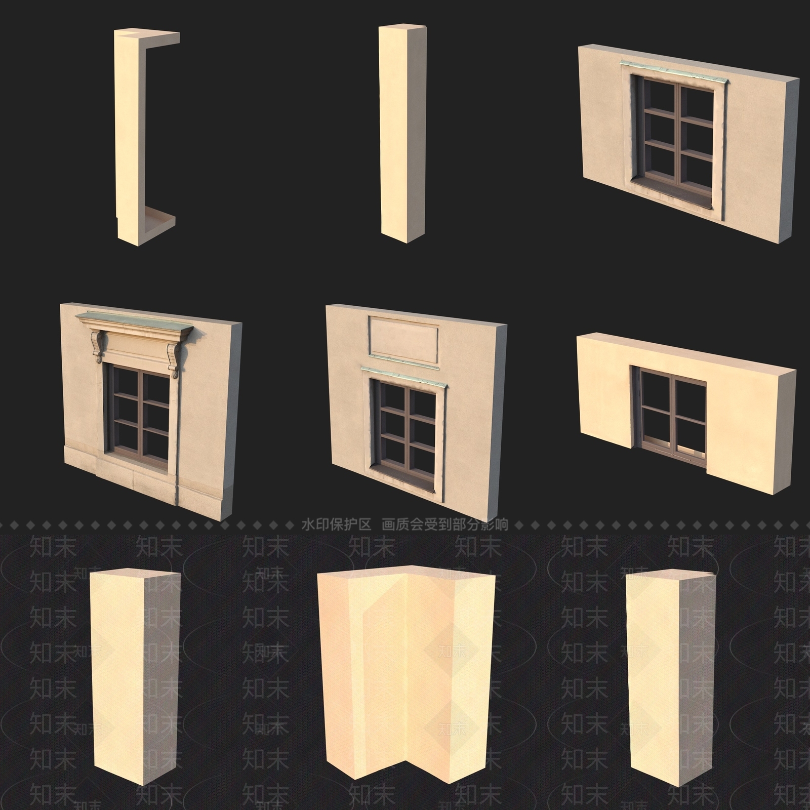 现代柱子3D模型下载【ID:1193264413】