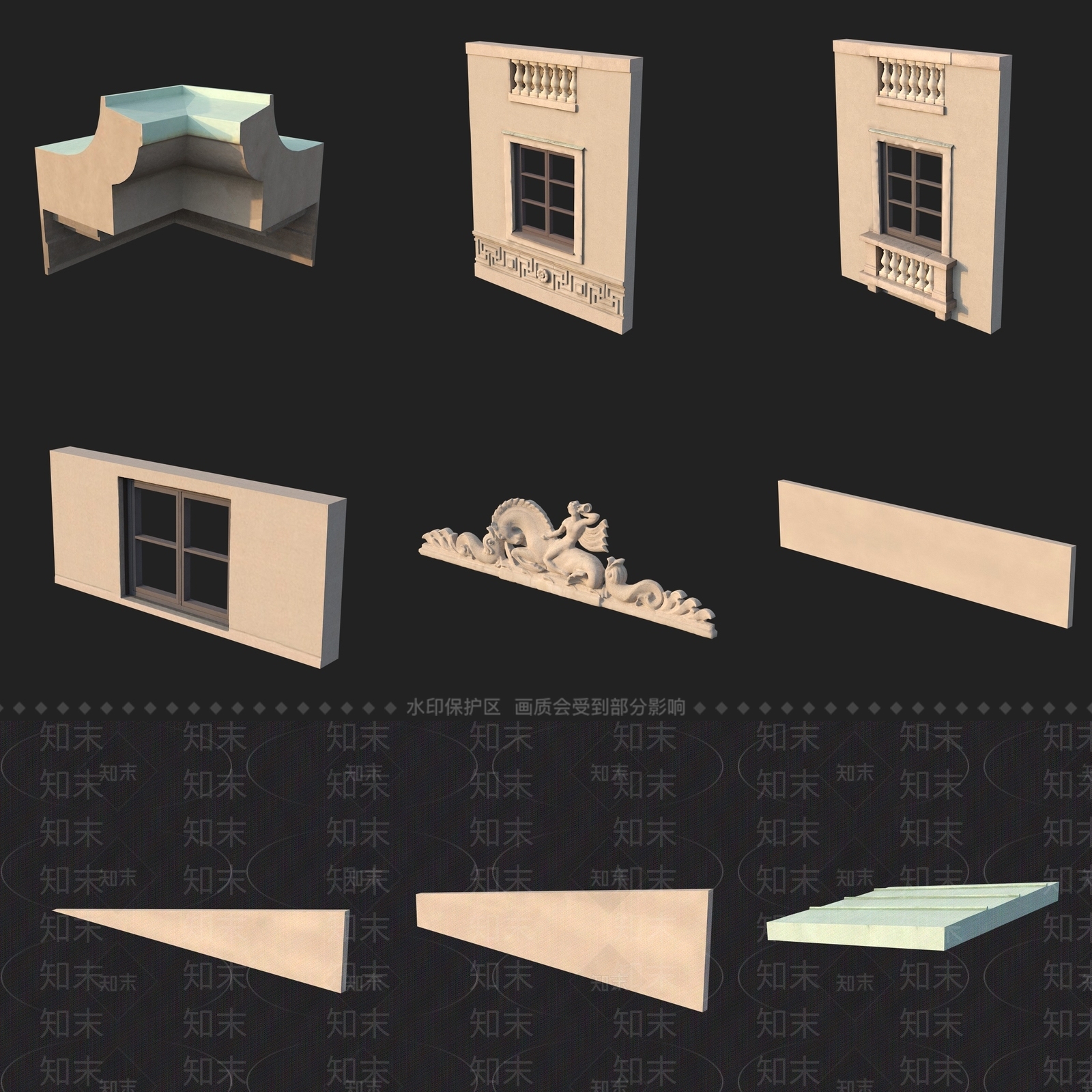 现代欧式门窗展厅3D模型下载【ID:1193265357】
