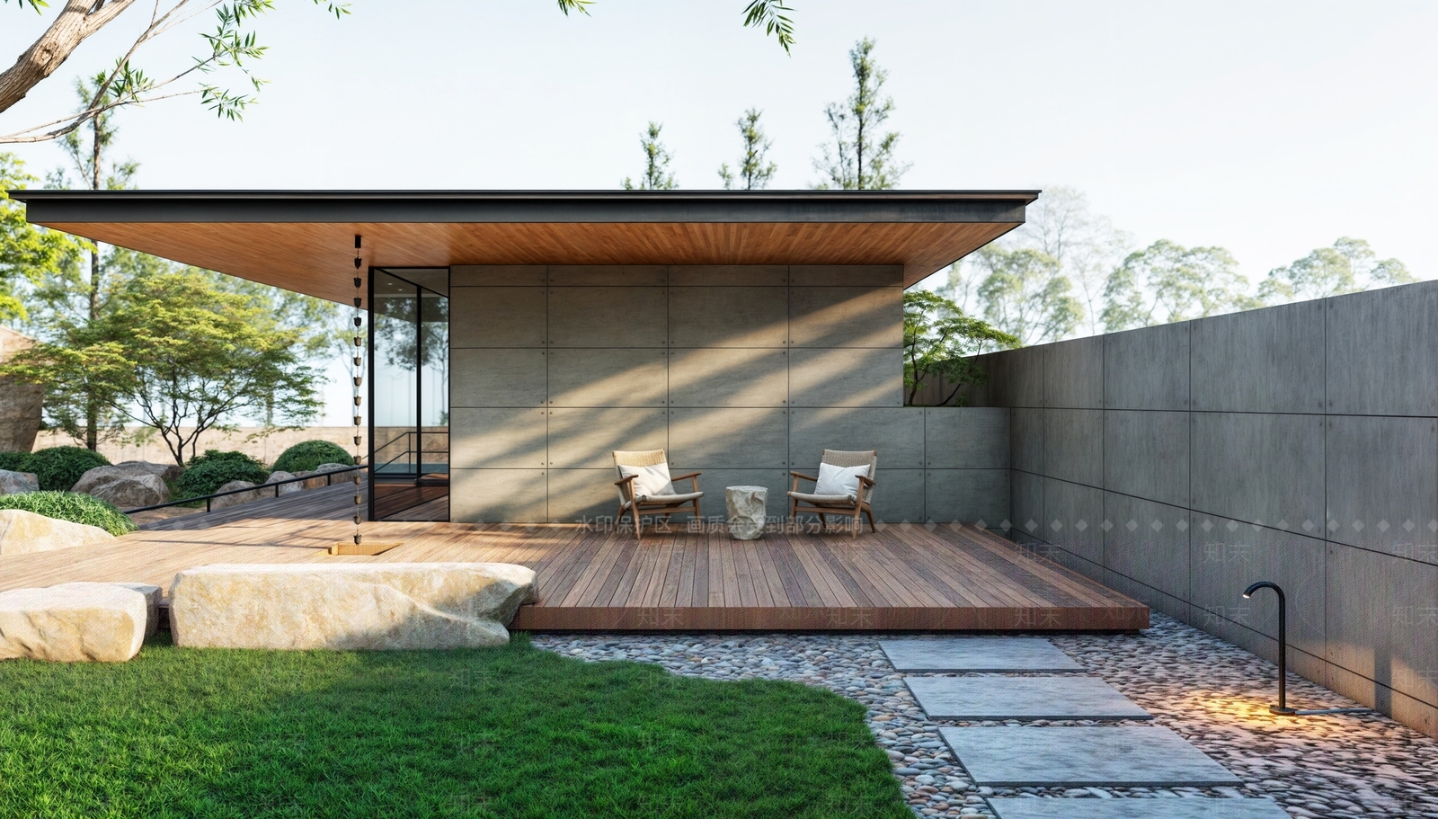 现代日式别墅庭院SU模型下载【ID:1193268809】