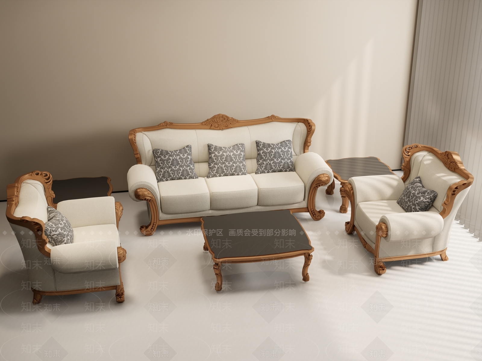 法式欧式沙发组合SU模型下载【ID:1193275721】