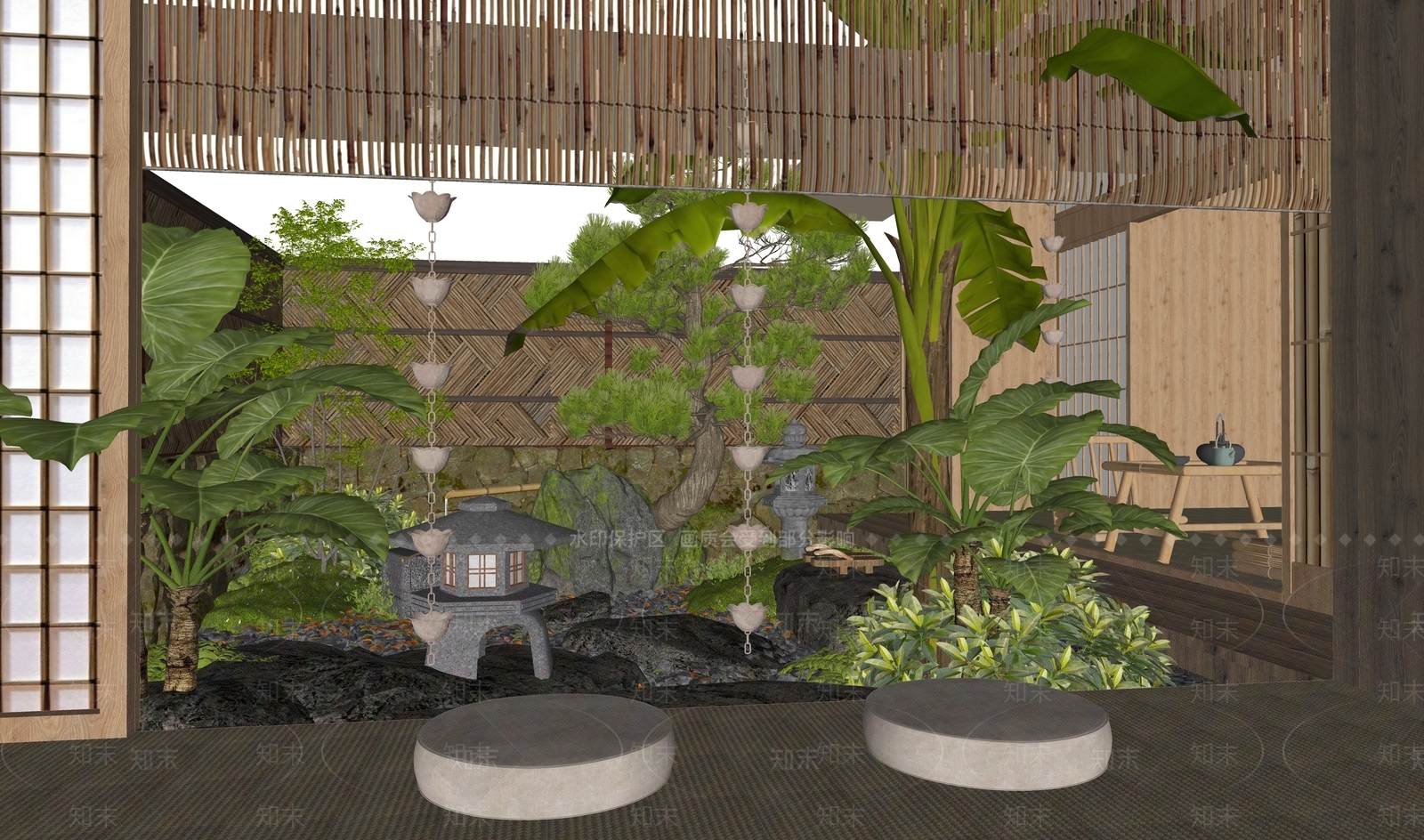 日式别墅庭院SU模型下载【ID:1193275958】