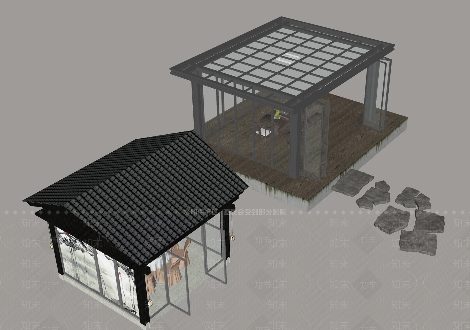 现代新中式亭子SU模型下载【ID:1193276633】