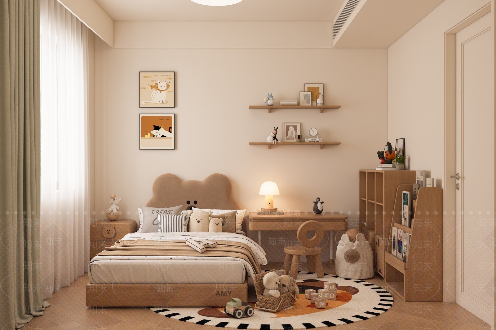 原木通用儿童房3D模型下载【ID:1193280879】