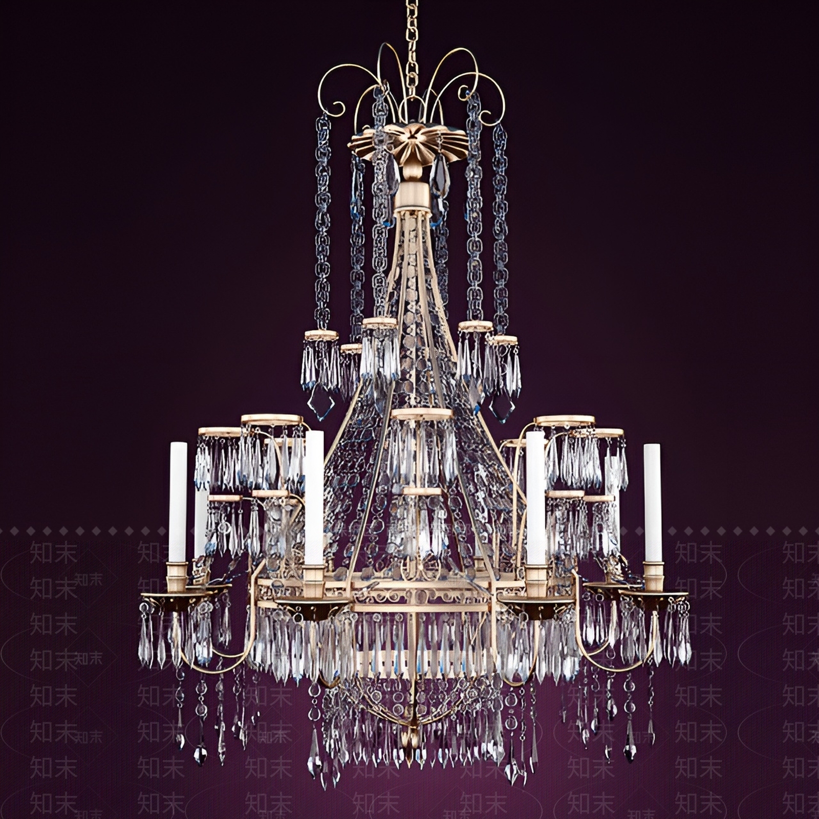 欧式轻奢水晶吊灯3D模型下载【ID:1193281350】