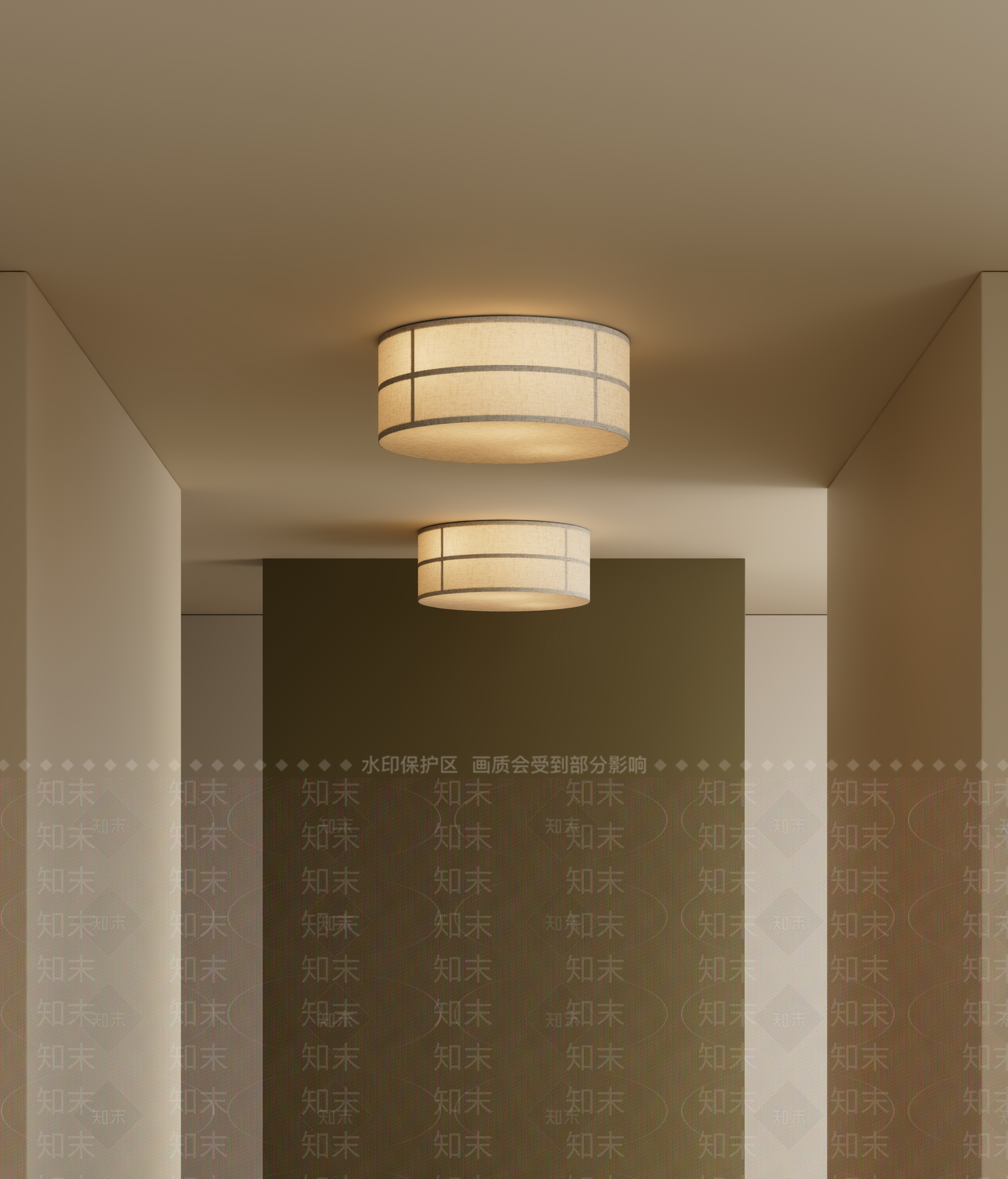 现代中古吸顶灯SU模型下载【ID:1193281869】