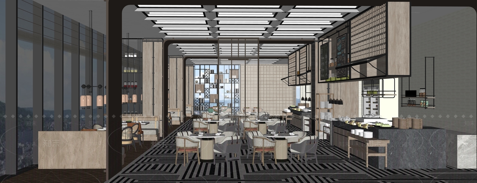 现代中餐厅SU模型下载【ID:1193283898】