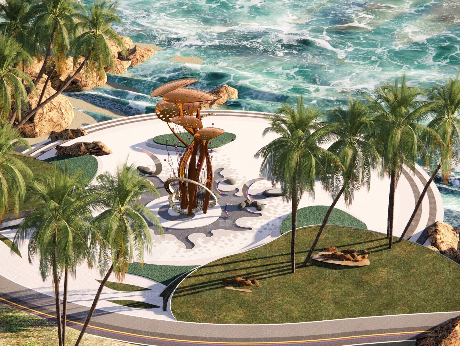 现代广场景观SU模型下载【ID:1193284481】