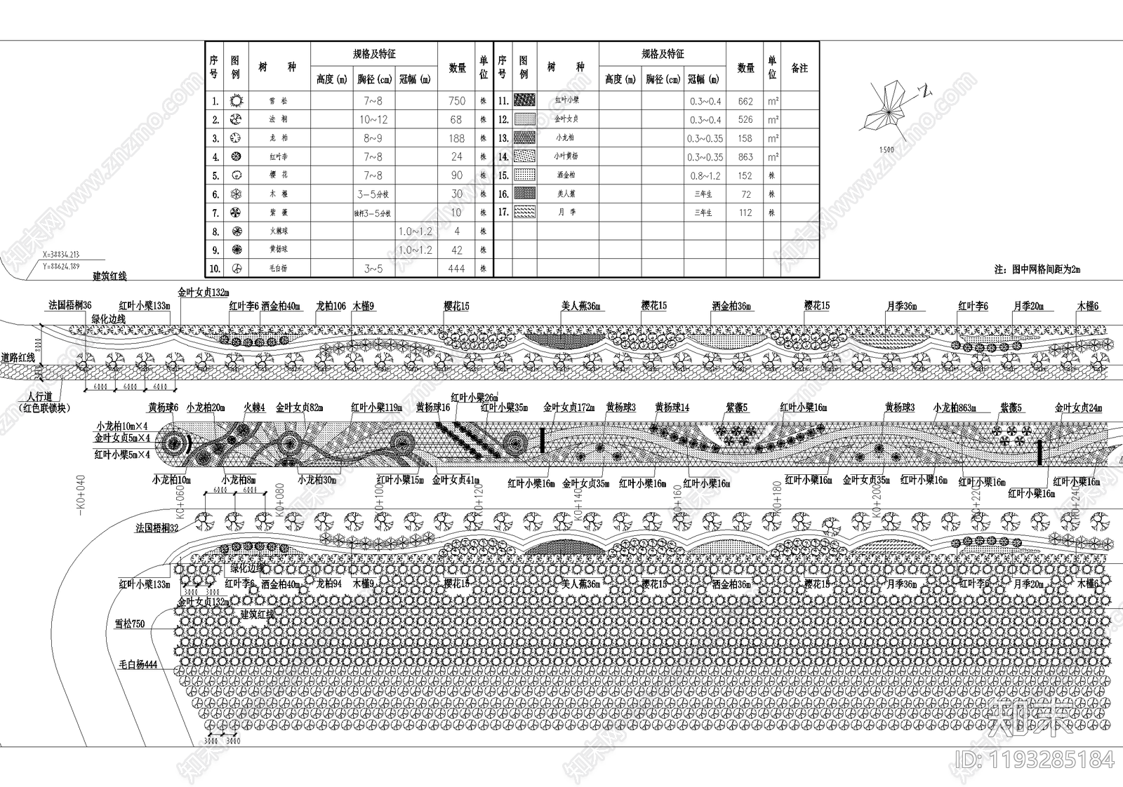 道路绿化施工图下载【ID:1193285184】