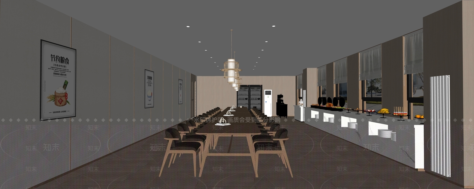 现代自助餐厅SU模型下载【ID:1193286887】