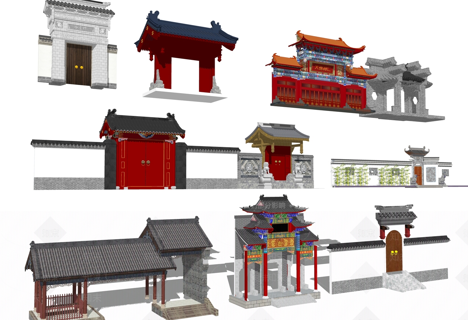 新中式中式牌坊牌楼SU模型下载【ID:1193297092】