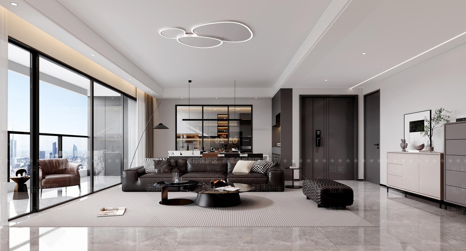 现代简欧家居客厅3D模型下载【ID:1193298507】