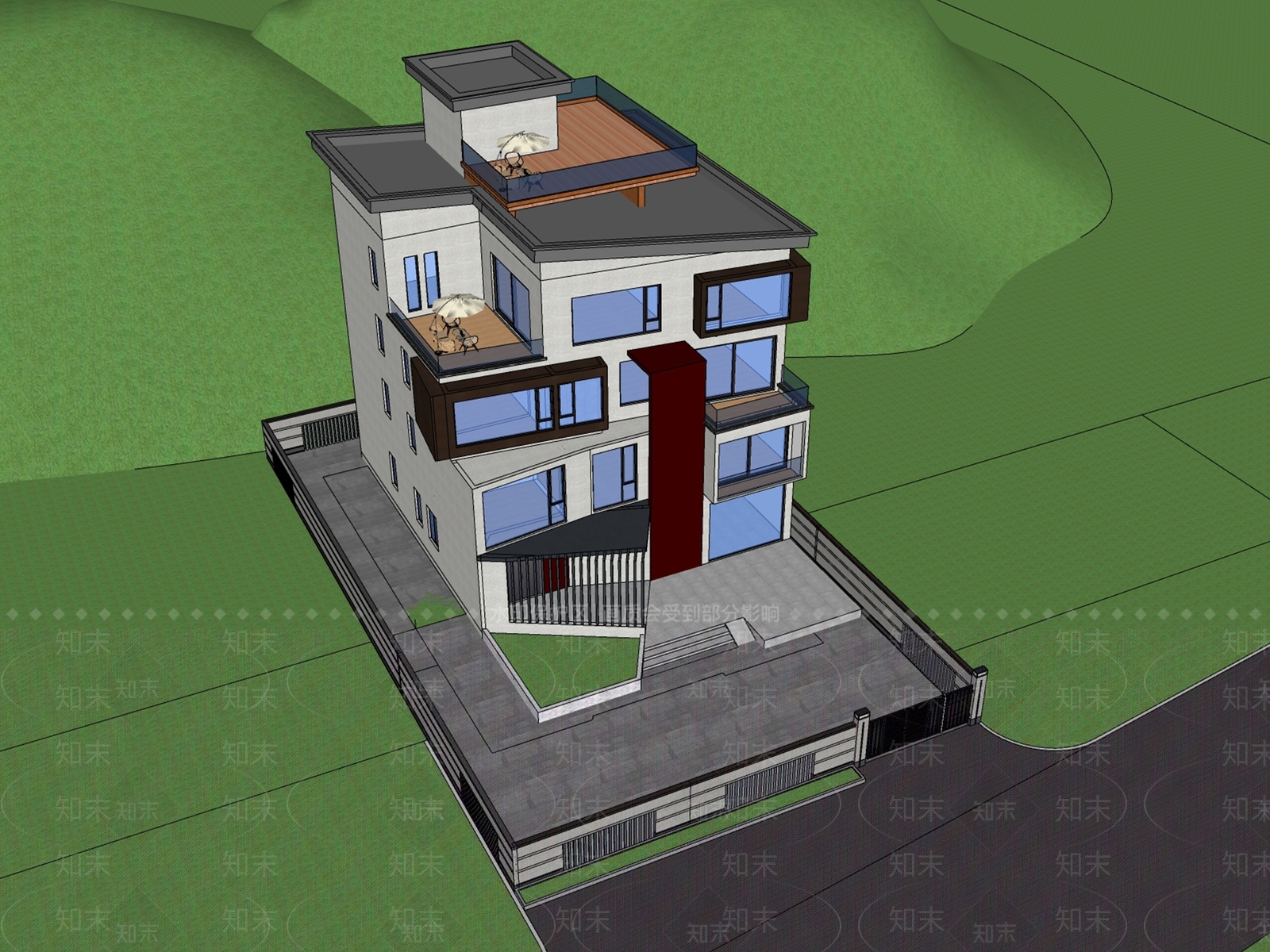 现代乡村民房SU模型下载【ID:1193300119】