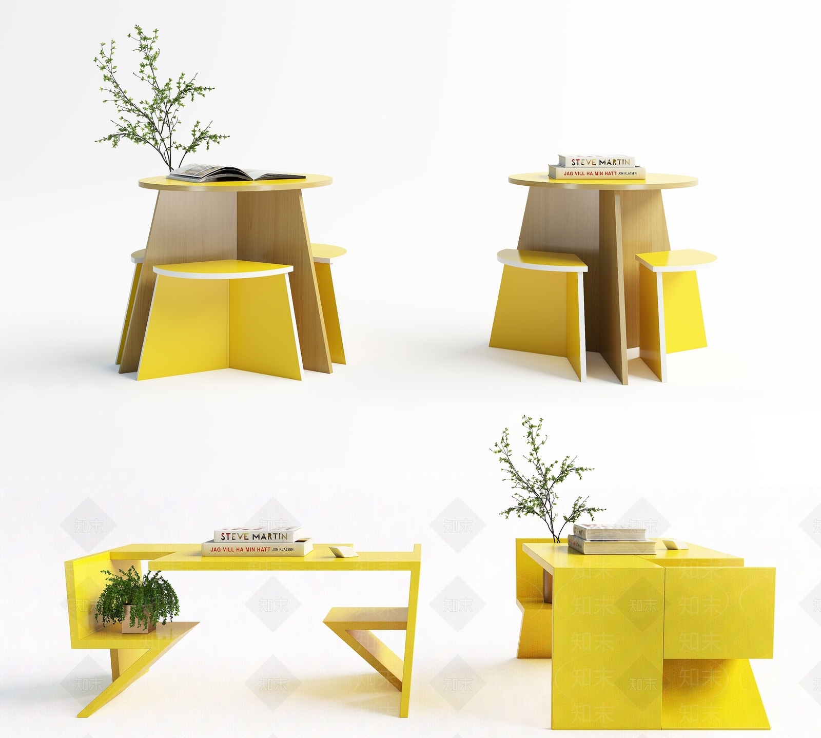 现代儿童桌椅3D模型下载【ID:1193300438】