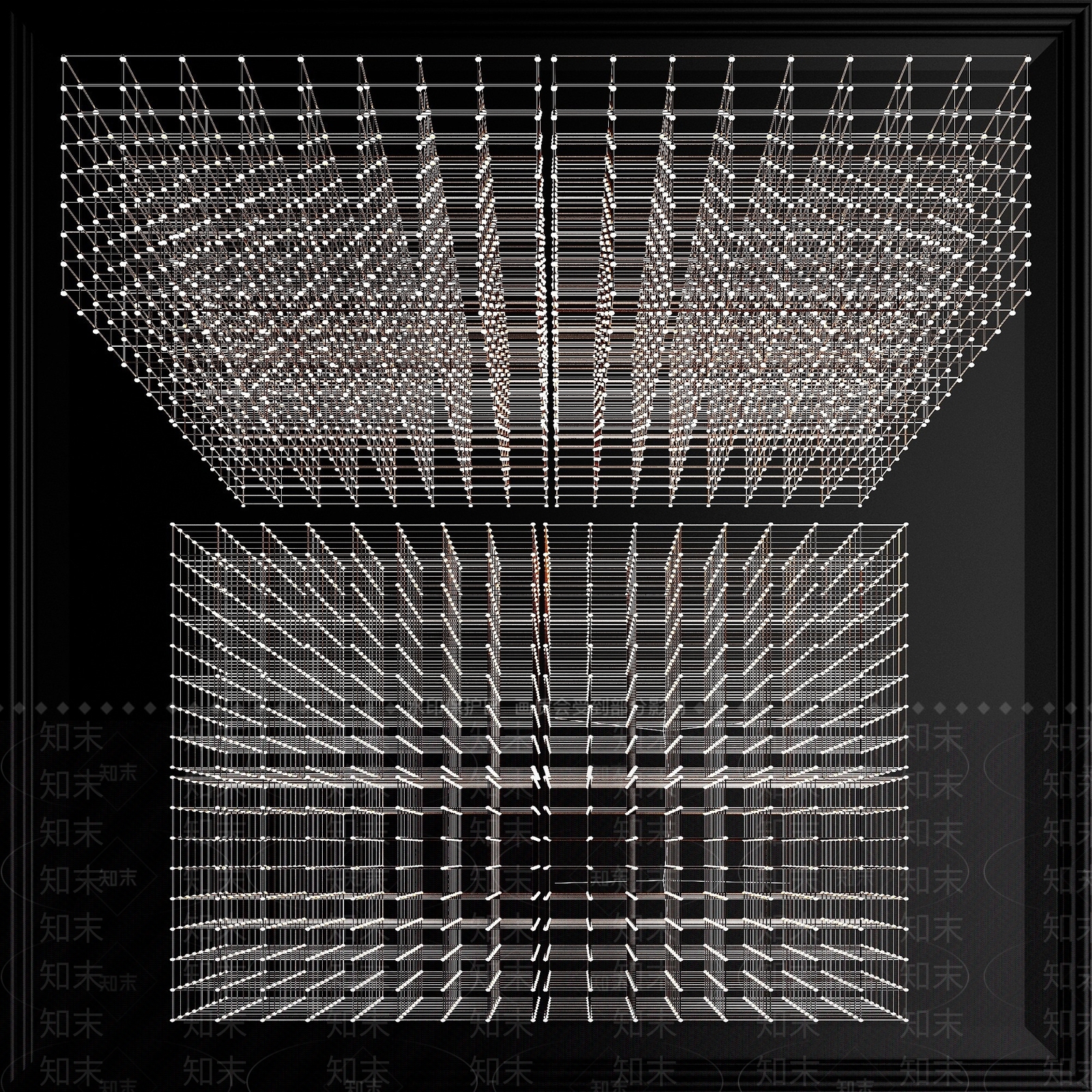 现代吊灯满天星金属吊灯3D模型下载【ID:1193301427】