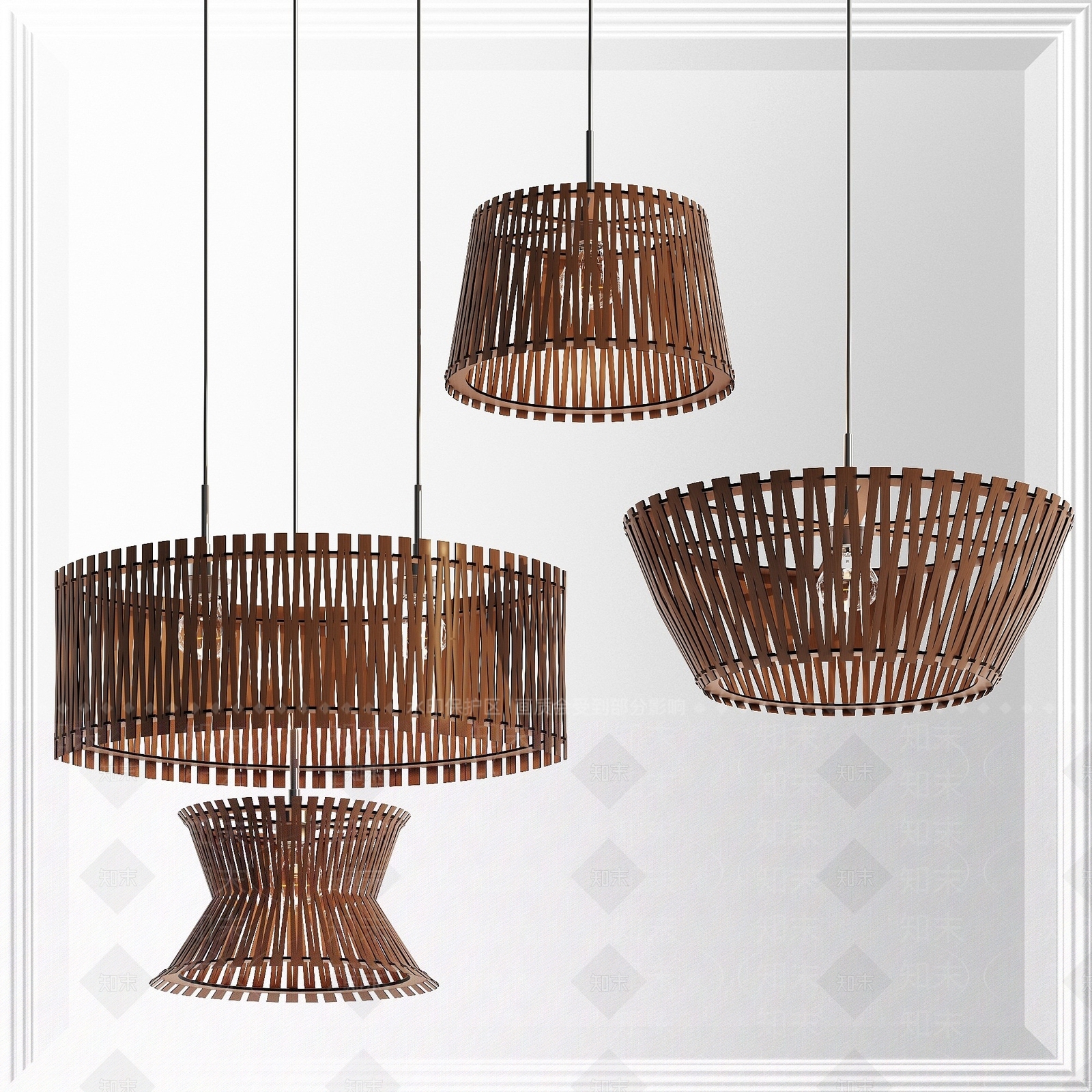 工业风藤编组合吊灯3D模型下载【ID:1193302230】