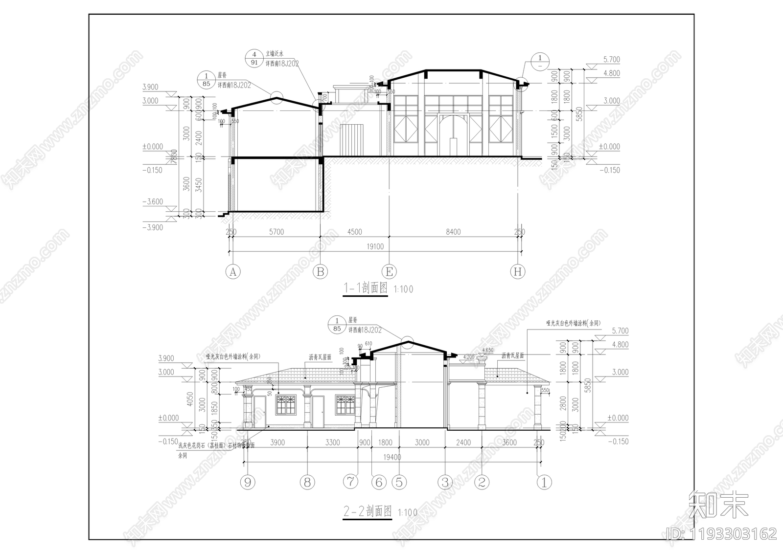 中式会议中心建筑cad施工图下载【ID:1193303162】