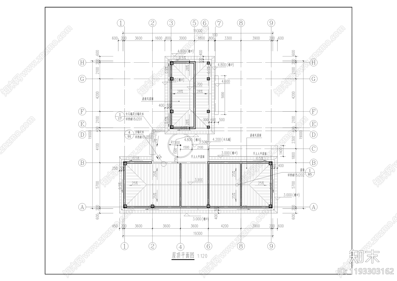 中式会议中心建筑cad施工图下载【ID:1193303162】