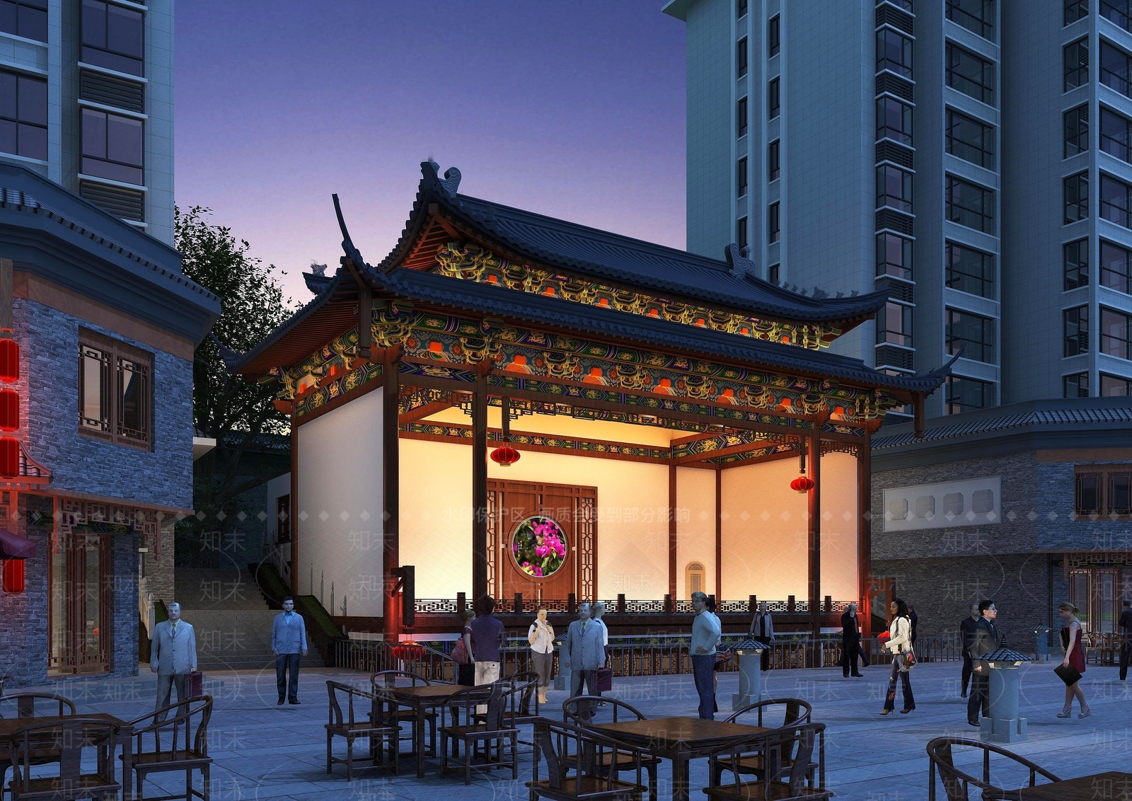 中式戏台古建3D模型下载【ID:1193303078】