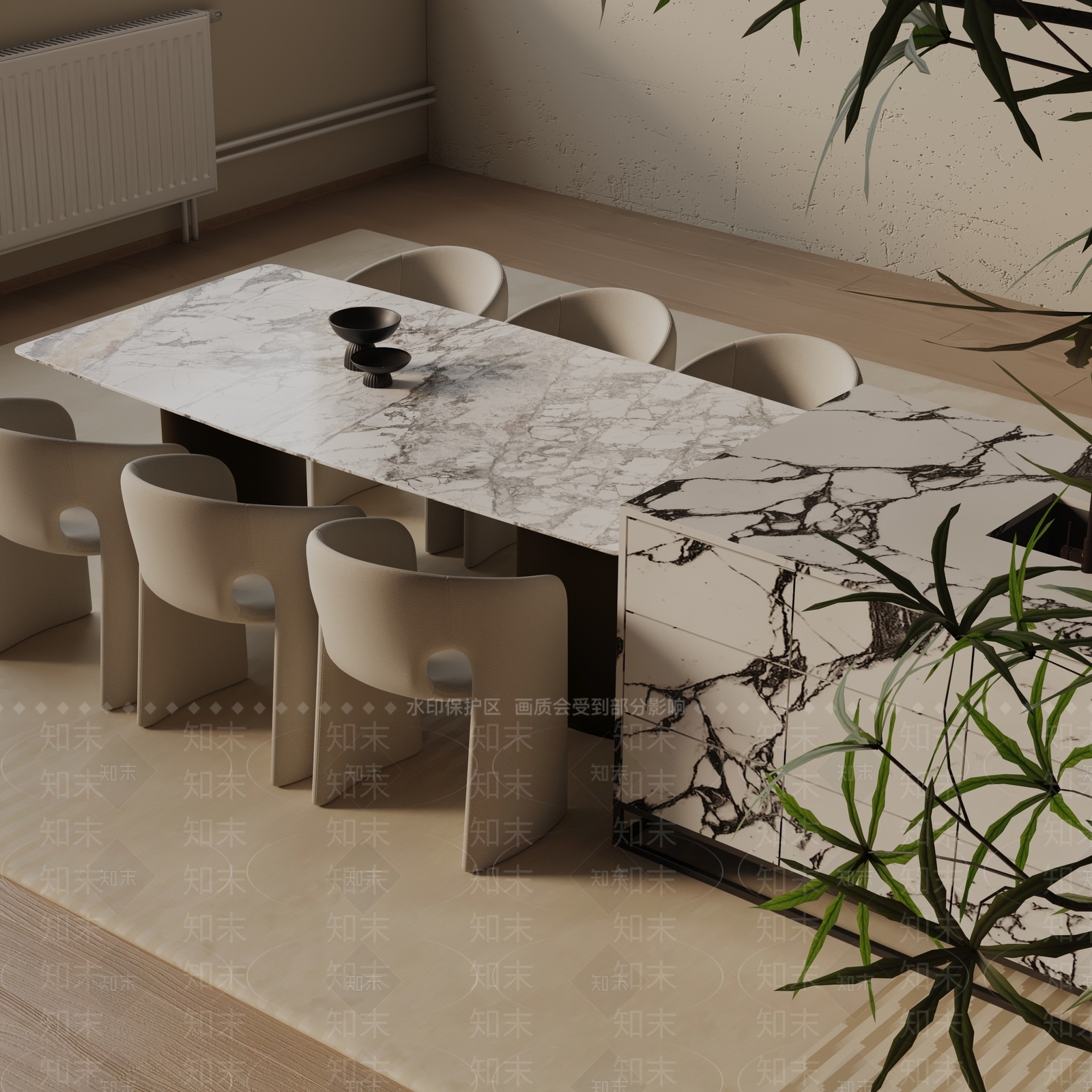 现代餐桌3D模型下载【ID:1193303320】