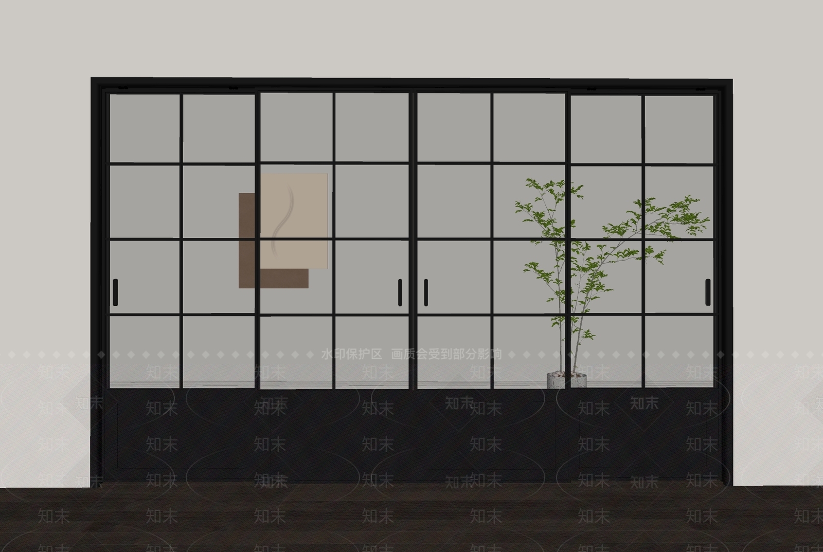 法式推拉门SU模型下载【ID:1193303921】