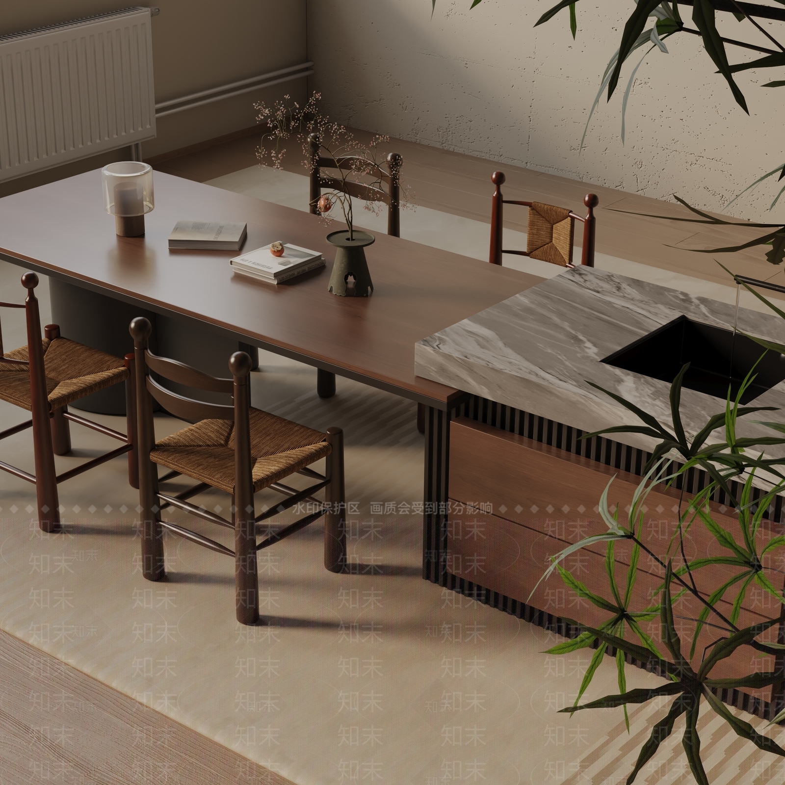 现代餐桌3D模型下载【ID:1193304467】