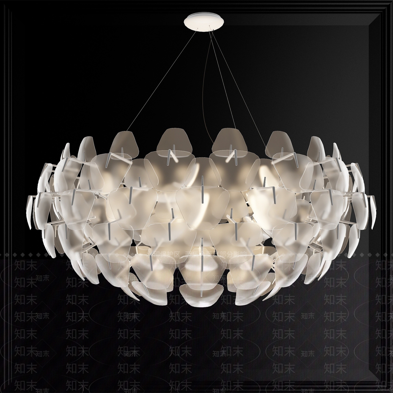 现代云朵水晶灯片吊灯3D模型下载【ID:1193305173】