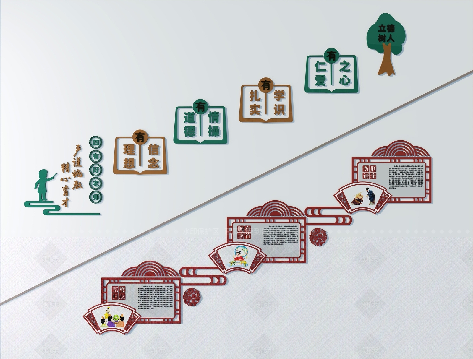 现代楼梯墙面展板3D模型下载【ID:1193306581】