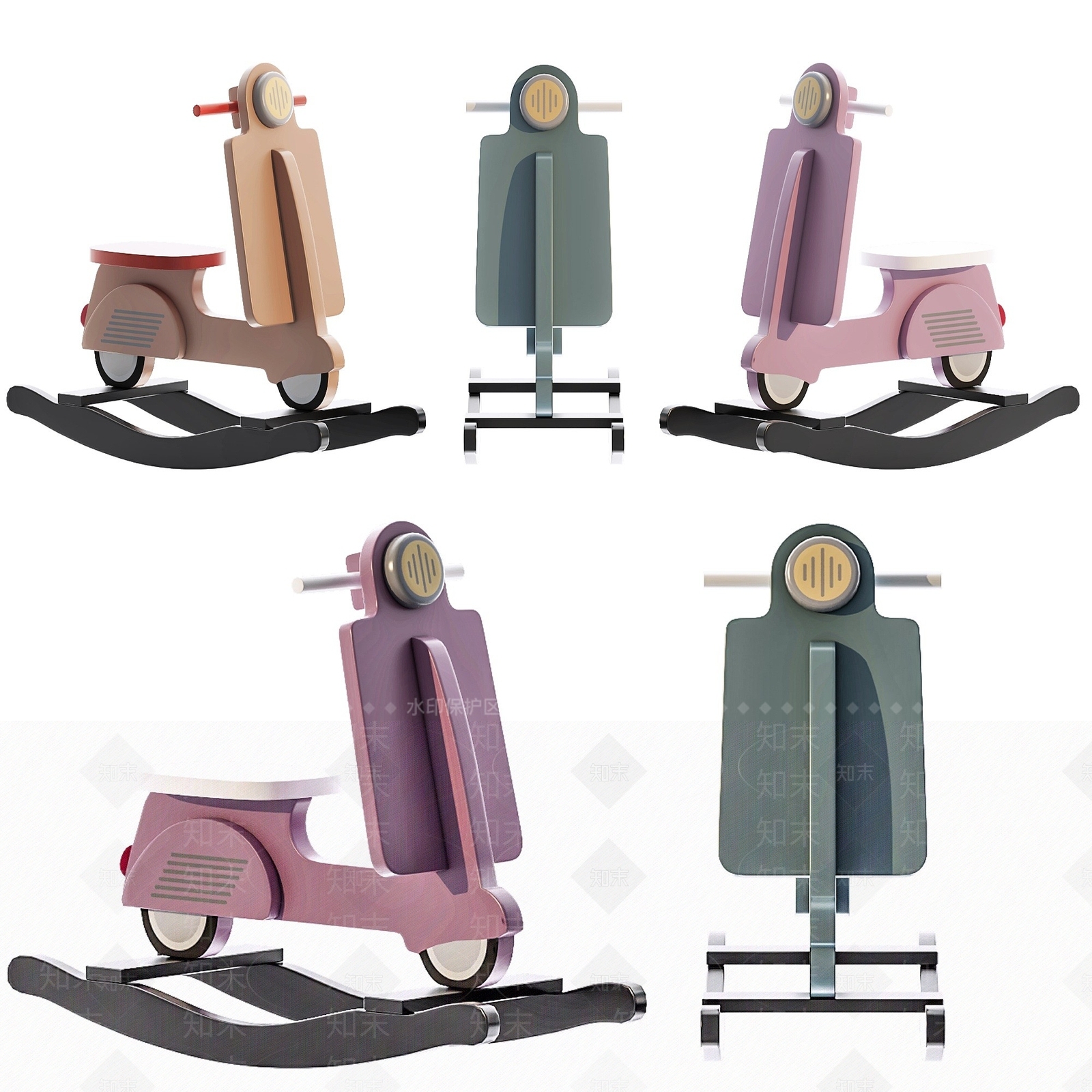 现代儿童玩具木摩托车3D模型下载【ID:1193306761】