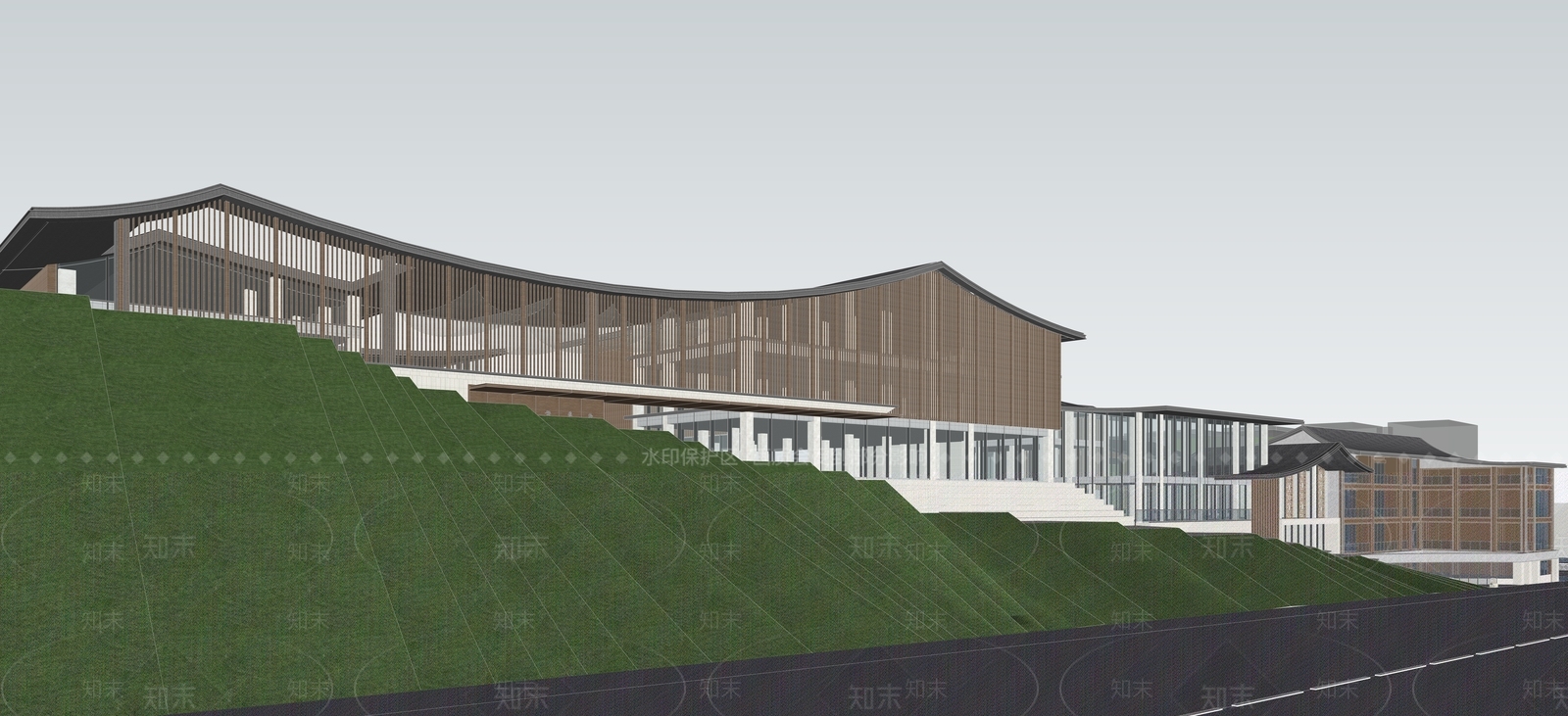 新中式现代酒店建筑SU模型下载【ID:1193307511】