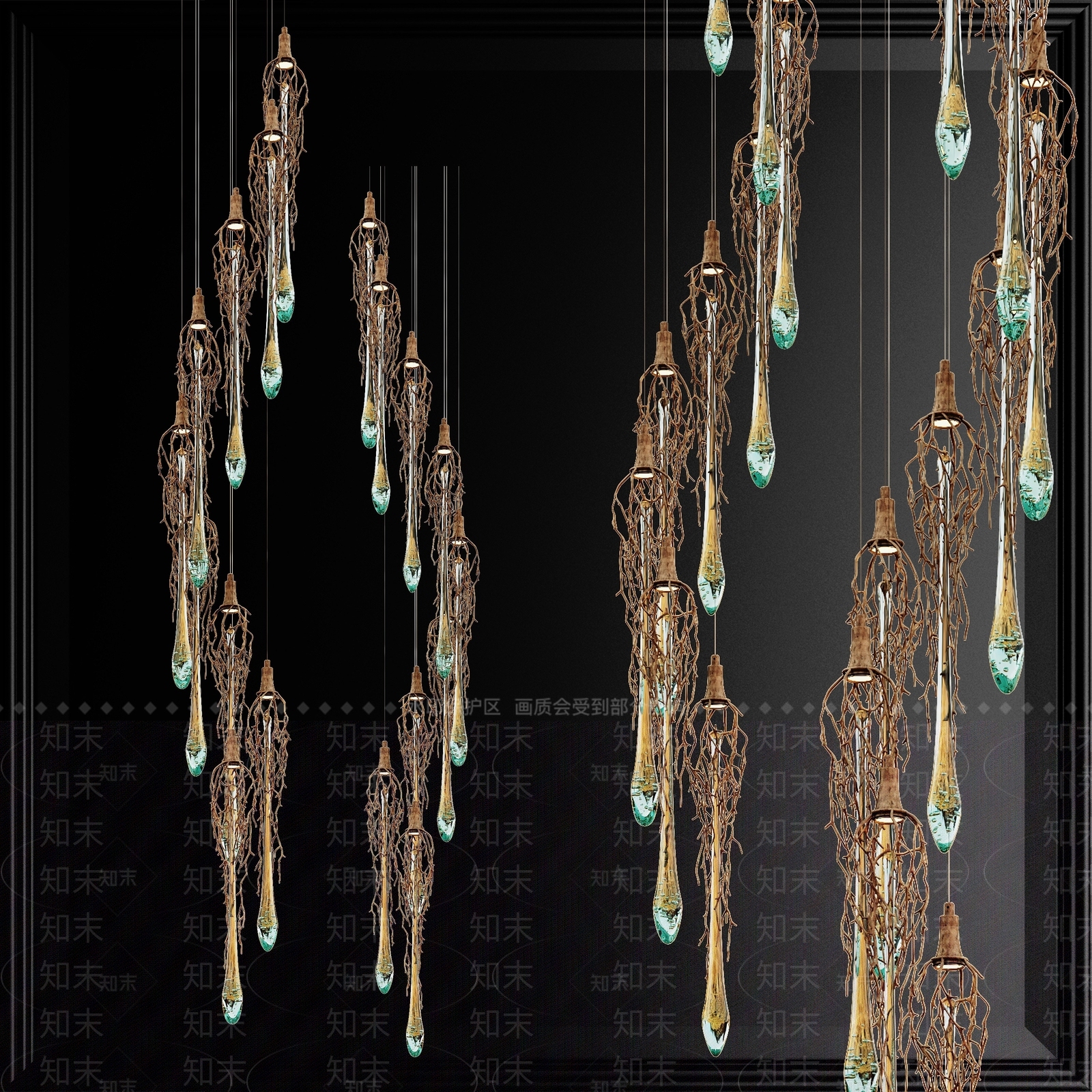 现代树根水晶吊灯3D模型下载【ID:1193309338】