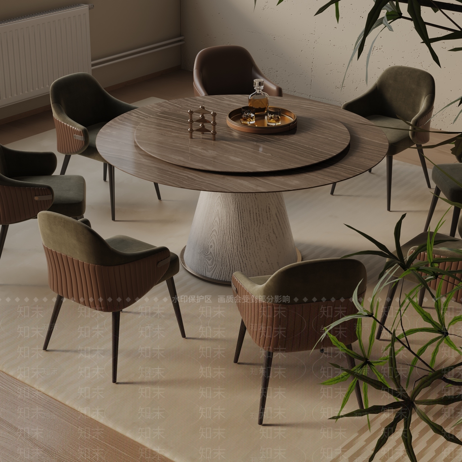 现代餐桌3D模型下载【ID:1193315701】