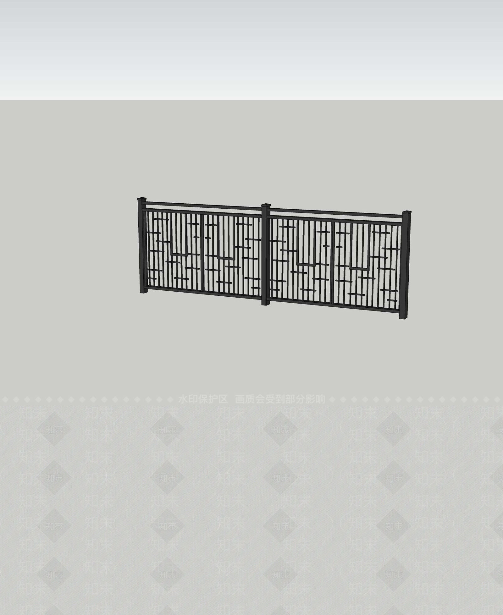 现代围栏护栏SU模型下载【ID:1193315546】