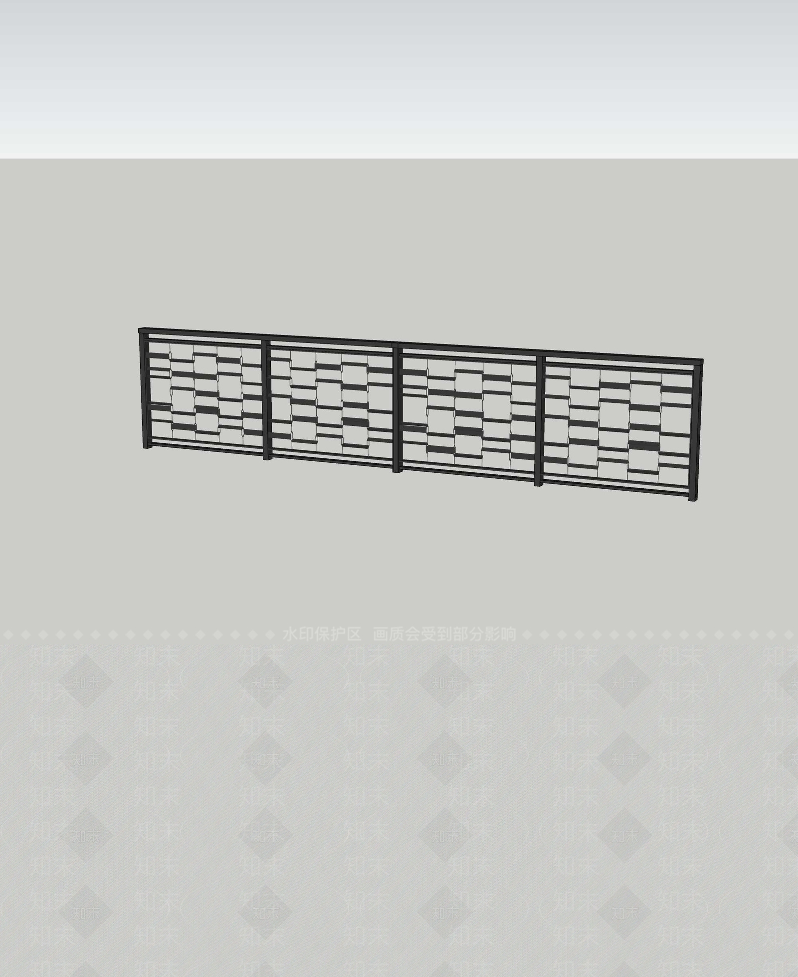 现代围栏护栏SU模型下载【ID:1193315518】