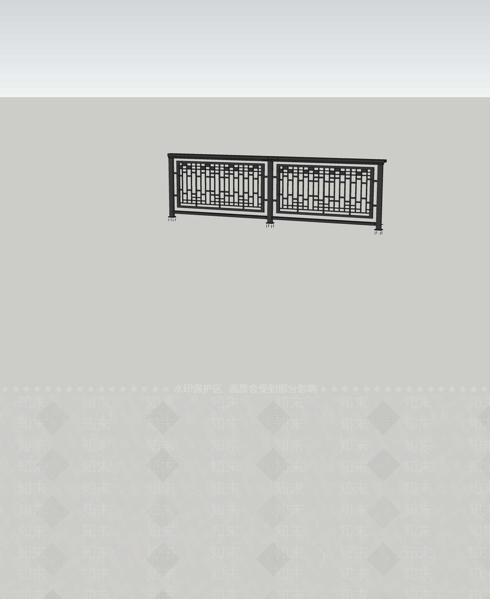 现代围栏护栏SU模型下载【ID:1193315897】