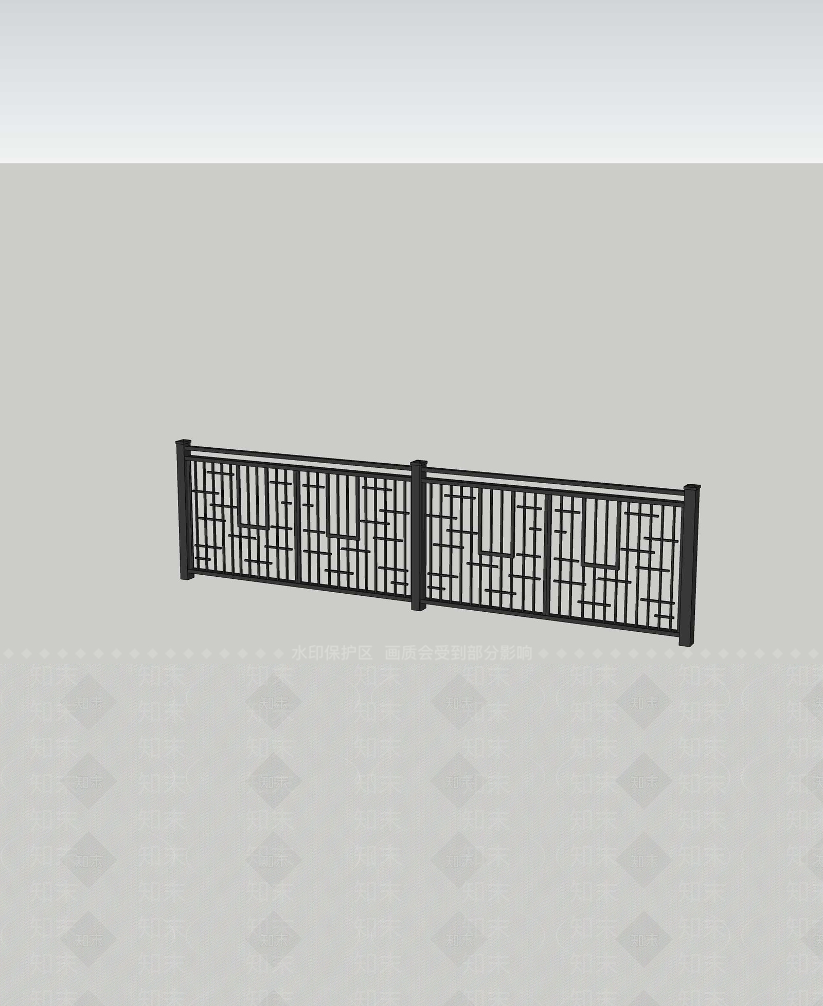 现代围栏护栏SU模型下载【ID:1193316037】