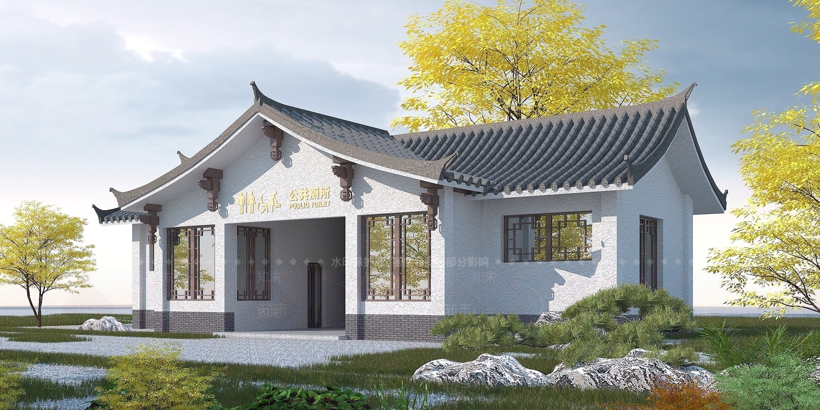 中式公厕3D模型下载【ID:1193316765】