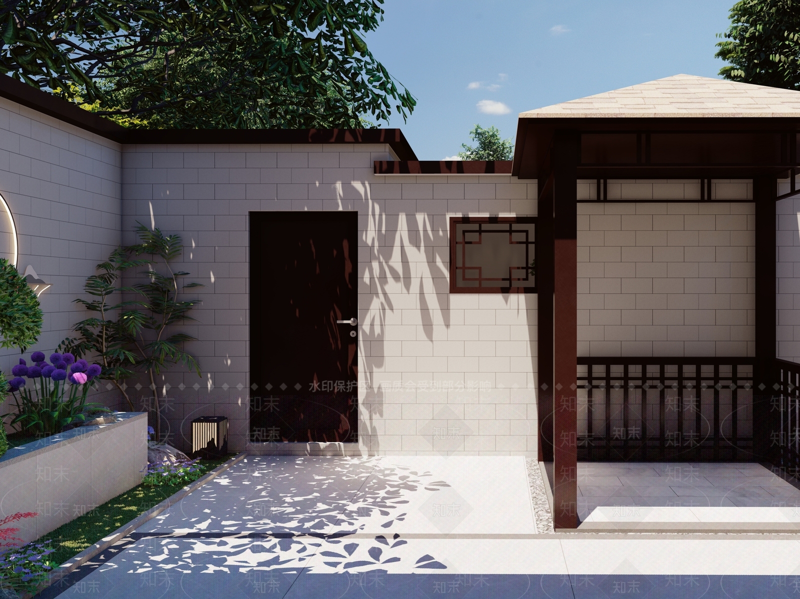 新中式别墅庭院SU模型下载【ID:1193319957】