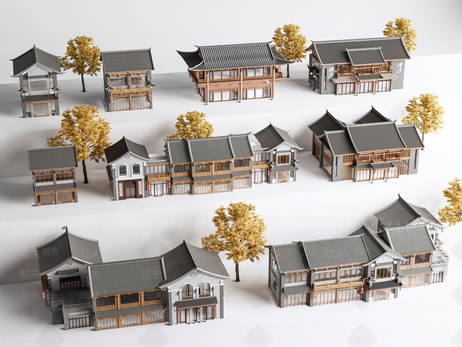 新中式古建3D模型下载【ID:1193327512】