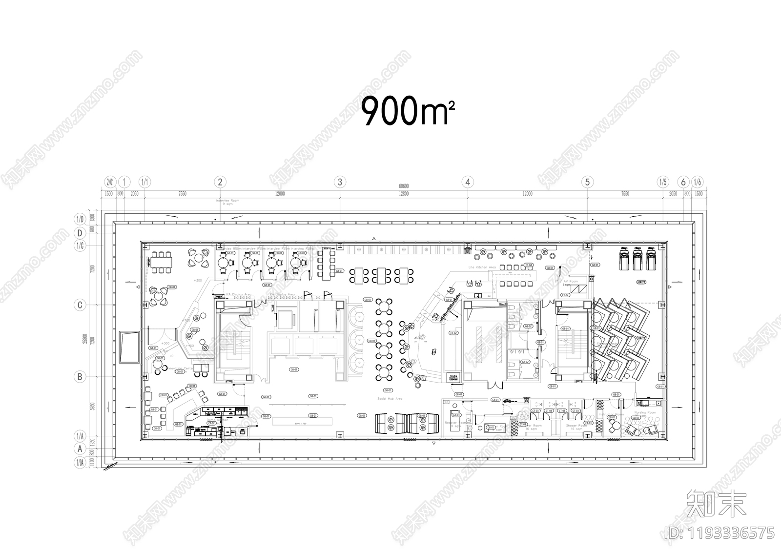 现代办公楼建筑cad施工图下载【ID:1193336575】