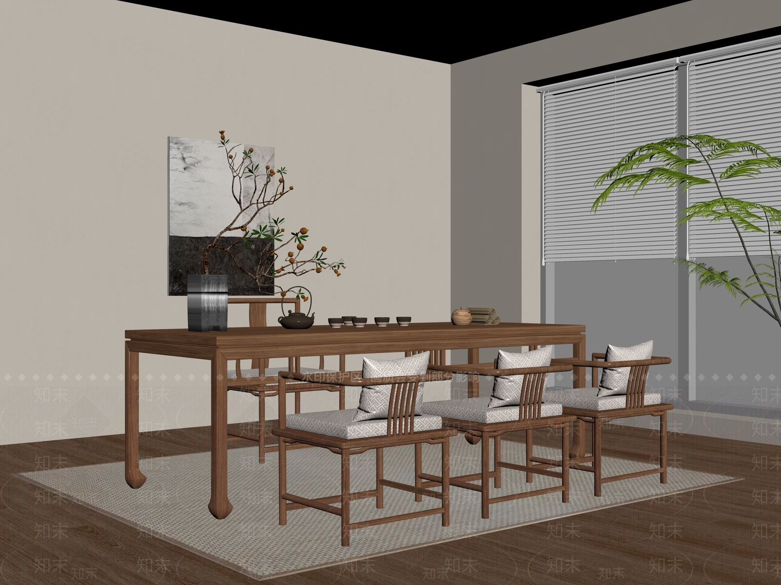 茶桌椅SU模型下载【ID:1193338478】