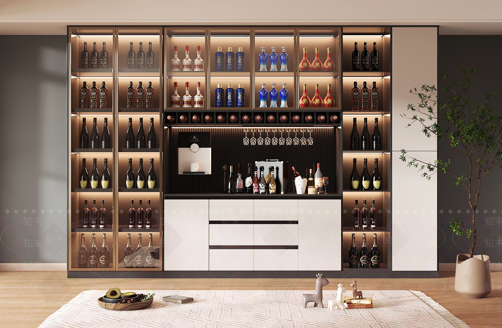 轻奢酒柜3D模型下载【ID:1193342076】
